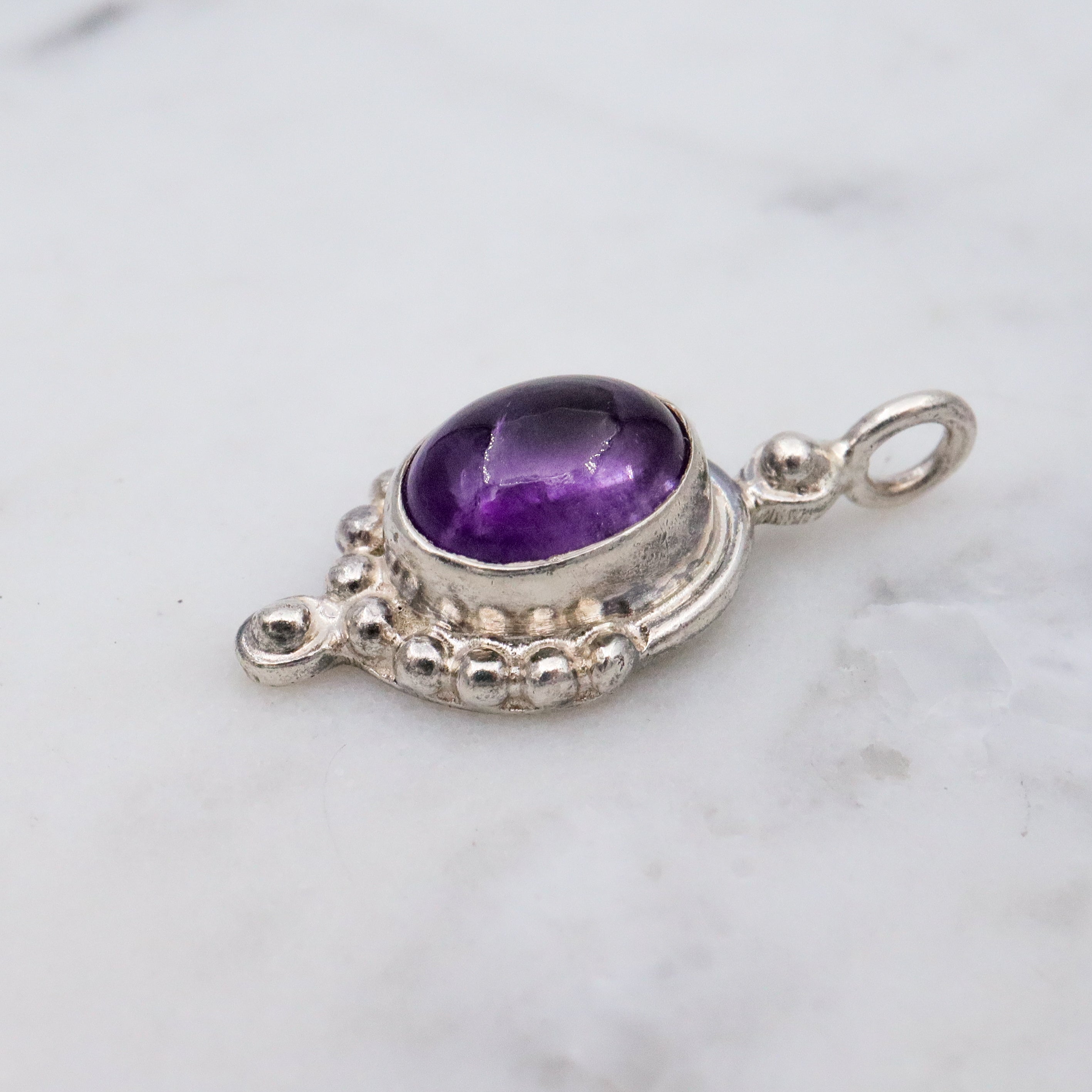 Vintage sterling silver amethyst bubble drop pendant